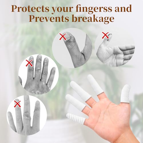 200 pcs Cotton Finger Cots - Cloth Finger Cots Finger Toe Sleeves Fingertips Protective Cover, White Finger Cots Finger Protectors, Thumb Protector for Finger Tips Comfortable and Breathable(White)