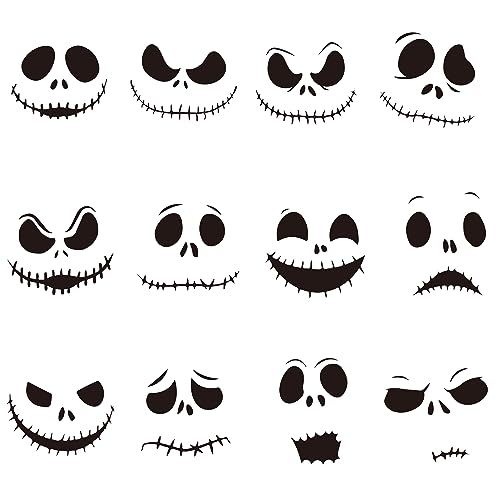 24pcs Halloween Christmas Vinyl Sticker Decals Jack and Sally Face Decorations