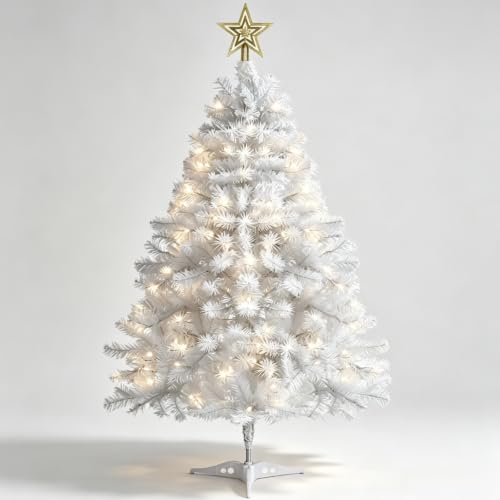 White 3ft Artificial Christmas Tree with String Lights & Stand - Small Holiday Decor