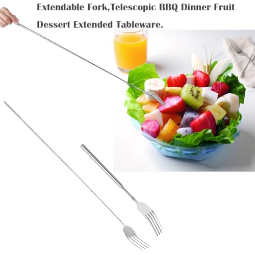 Nwstar 2PCS Extendable Stainless Steel Forks - Telescopic BBQ & Dinner Forks (8.7 to 25.4in)
