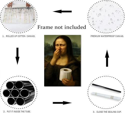Mona Lisa Bathroom Wall Art - Humorous 8x10 Unframed Decor