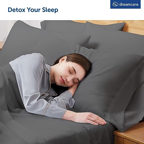 DreamCare Queen Pillow Cases Set of 2 - Grey Microfiber Envelope Closure
