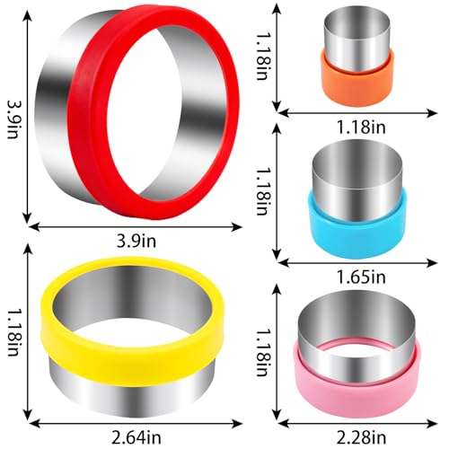 Nifogo Red Yellow 5pcs Round Cookie Cutter Set - Stainless Steel Baking Tools