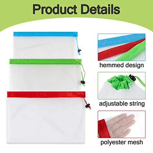 MAQIHAN Reusable Produce Bags - 6 Pack Mesh Grocery Bags