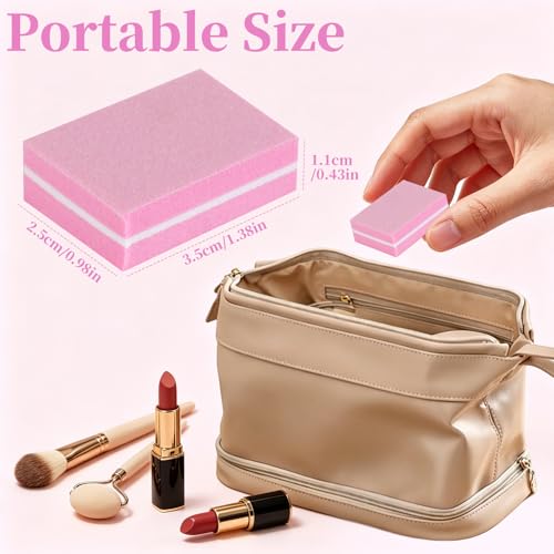 Mini Nail Buffer Blocks 45 Pack - 100/180 Grit Pink Sponge Files