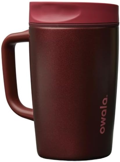 Owala SmoothSip Slider Travel Mug - 12oz Stainless Steel, Leak Proof, Hot & Cold Drinks, Black Cherry