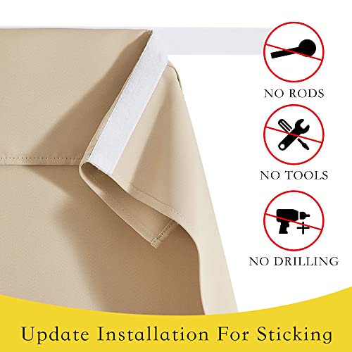 NICETOWN Biscotti Beige French Door Curtains 26x40 Inches Pack of 1 - No Drilling Window Coverings for Kitchen & Front Doors