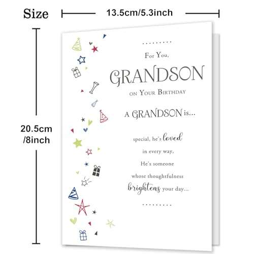 Grandson Birthday Card - Premium 350gsm Greeting Card (Model QQ-133)