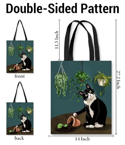 Gardeners Cat Canvas Tote Bag for Women - Reusable Shopping & Travel Bag