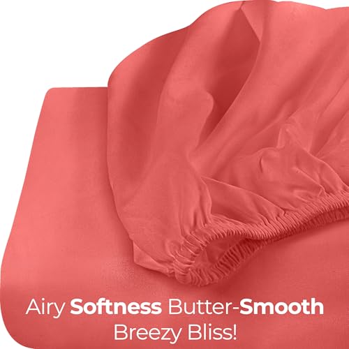 Utopia Bedding Full Fitted Sheet - Ultra Soft Coral, 15" Deep Pocket