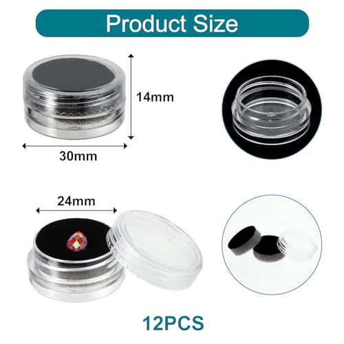 Giantree 12 Pcs Black Gemstone Display Box with Clear Lids