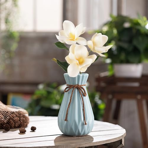 3pcs Artificial Magnolia Flower Branches, 13-Inch Real Touch White Decor