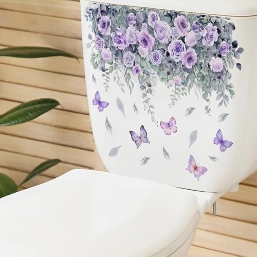 Botanical Bathroom Stickers - Waterproof Floral Rose Decals