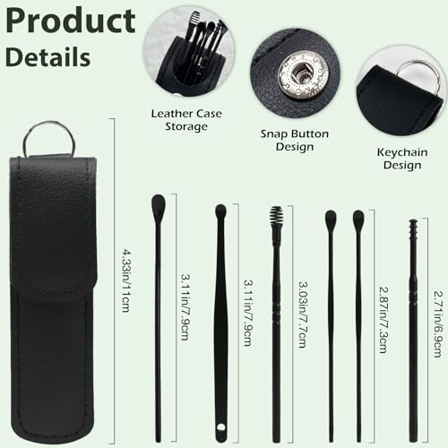 12-Piece Carbon Steel Ear Cleaning Set with Leather Storage Case
