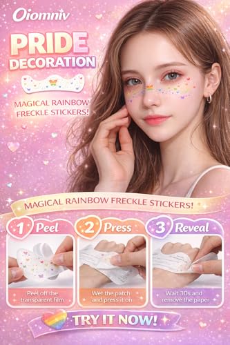 Rainbow Butterfly Temporary Face Tattoo Freckles, 6 Sheets