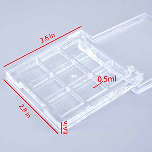 9-Well Clear Plastic Paint Storage Palette Box for Travel