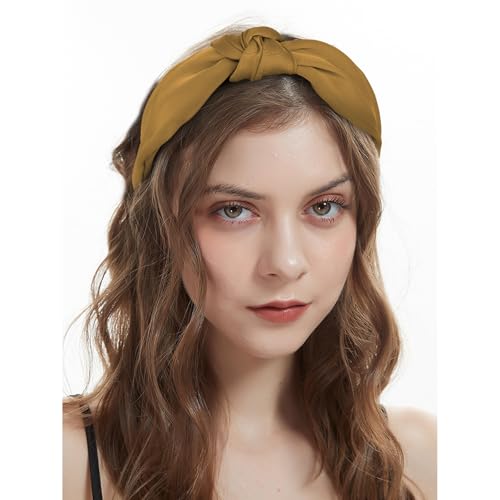 Ondder Coffee Wide Knotted Headband for Women Non Slip Hair Accessory
