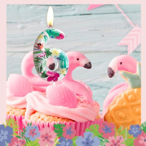 Flamingo Number 8 Birthday Candle Cake Topper - Tropical Party Decor