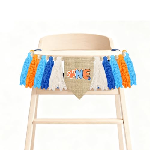 Blue Dog High Chair Banner for 1st Birthday Party Decoration