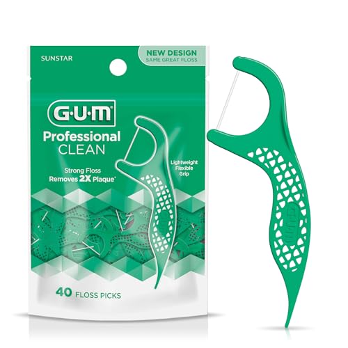 GUM Professional Clean Dental Floss Picks, Fresh Mint, 40 Count