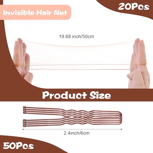 Giantree Brown Hair Nets and U-Shaped Pins Set for Buns Ballet and Work