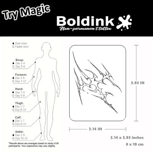 Boldink Abstract Tribal Flame Semi-Permanent Temporary Tattoo