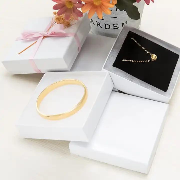 RJ Displays 6-Pack White Cotton-Filled Jewelry Gift Boxes, 3.5" x 3.5" x 1"