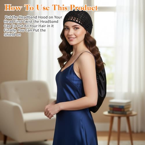 Heclia 2-in-1 Adjustable Sleep Bonnet and Hair Net for Long Hair