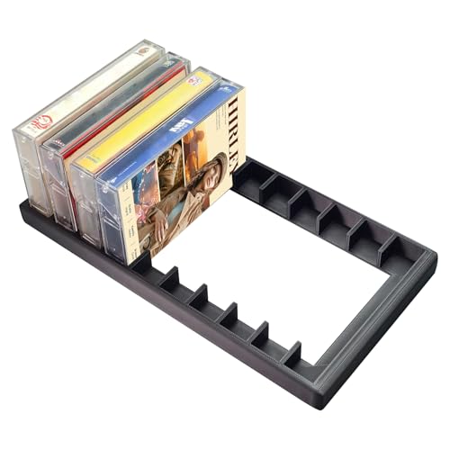 GRETJOB 10-Slot Cassette Tape Storage Rack - Durable Organizer