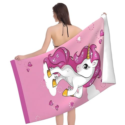 Personalized Unicorn Beach Towel for Kids - Quick Dry Microfiber 30"x60"