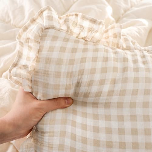 Breling Muslin Cotton Toddler Pillowcase - Ruffled Gingham 14" x 20"