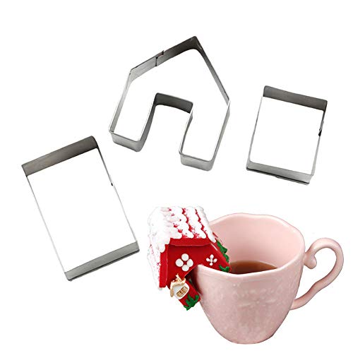 Mini Gingerbread House Cookie Cutters Set - Stainless Steel 3-Piece