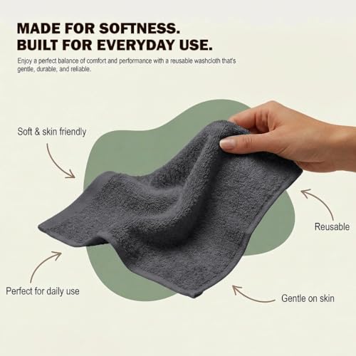 Utopia Towels Grey Washcloths Set - 12 Pack, 12x12 in, 100% Cotton