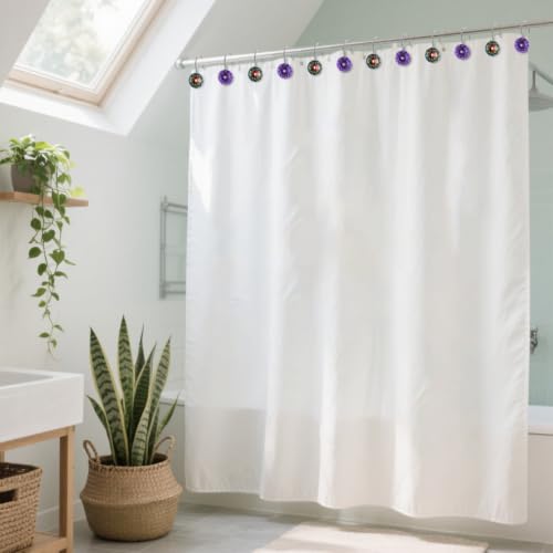 12PCS Purple & Colorful Rainbow Shower Curtain Hooks, Rustproof Bathroom Decor