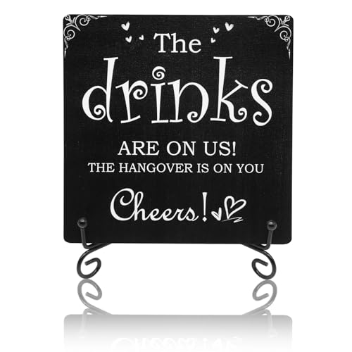 Wooden Bar Sign - Cheers! Drinks on Us Rustic Home & Pub Decor