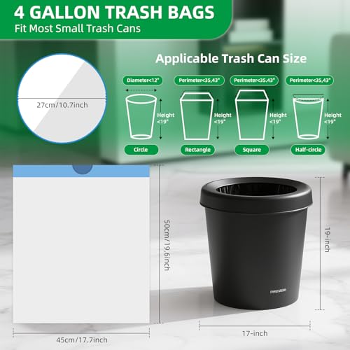 DMBWBRB 4 Gallon Trash Bags with Drawstring, 51 Count - Leakproof & Strong