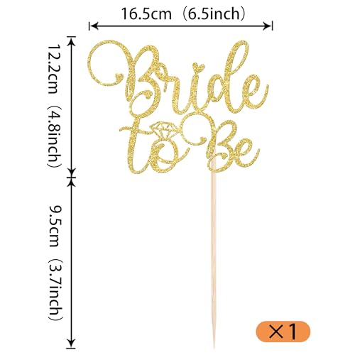 Bride to Be Cake Topper Gold Glitter Ring for Bridal Shower Wedding