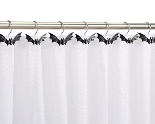 Halloween Bat Shower Curtain Hooks - Set of 12 Rust-Resistant Rings