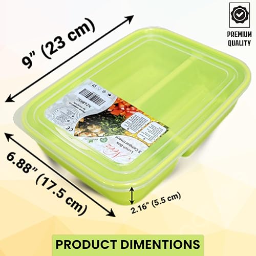 Neez 2 Pack 48oz Bento Lunch Containers - 3 Compartment, Leak Proof & Microwave Safe
