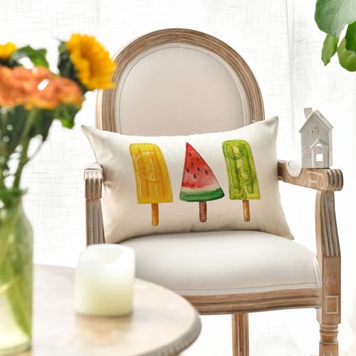AVOIN Colorlife Summer Fruit Popsicle Pillow Cover 12x20