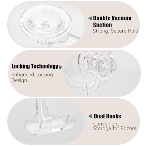 2-Pack Suction Cup Razor Holder for Billie Razors - Clear Shower Wall Hook