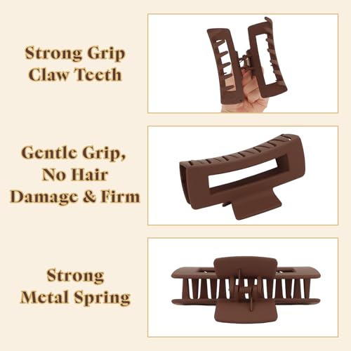Esitrormi 8PCS Flat Claw Clips & Duckbill Hair Clips Matte Neutral Tones
