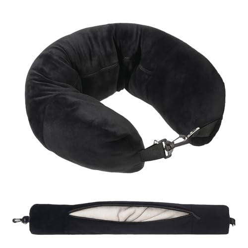 Adjustable Stuffable Neck Pillow for Travel - Black, Storage Solution