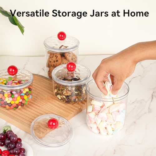 30 Oz Clear Plastic Candy Jars with Lids - Airtight Storage Containers