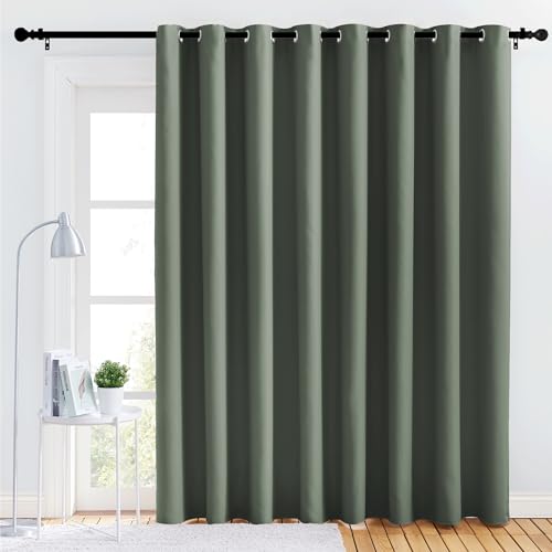 NICETOWN Blackout Room Divider Curtain, 120"W x 84"L, Dark Mallard