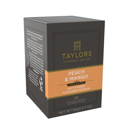 Taylors of Harrogate Peach & Mango Herbal Tea - 20 Individually Wrapped Teabags