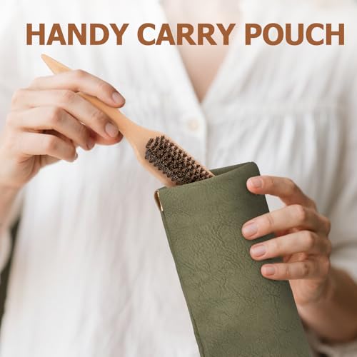 Ancable Boar Bristle Slick Back Hair Brush with Rat Tail for Styling