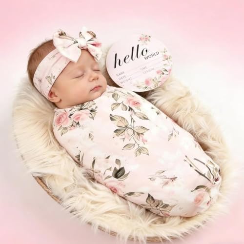 Galabloomer Vintage Newborn Receiving Blanket & Headband Set