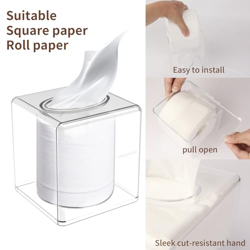 Clear Acrylic Tissue Box Holder 5.1" for Bathroom & Kitchen