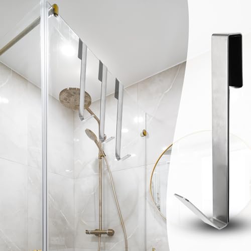 Stainless Steel Shower Door Hooks - 7 Inch, Drilling-Free, 3 Pack